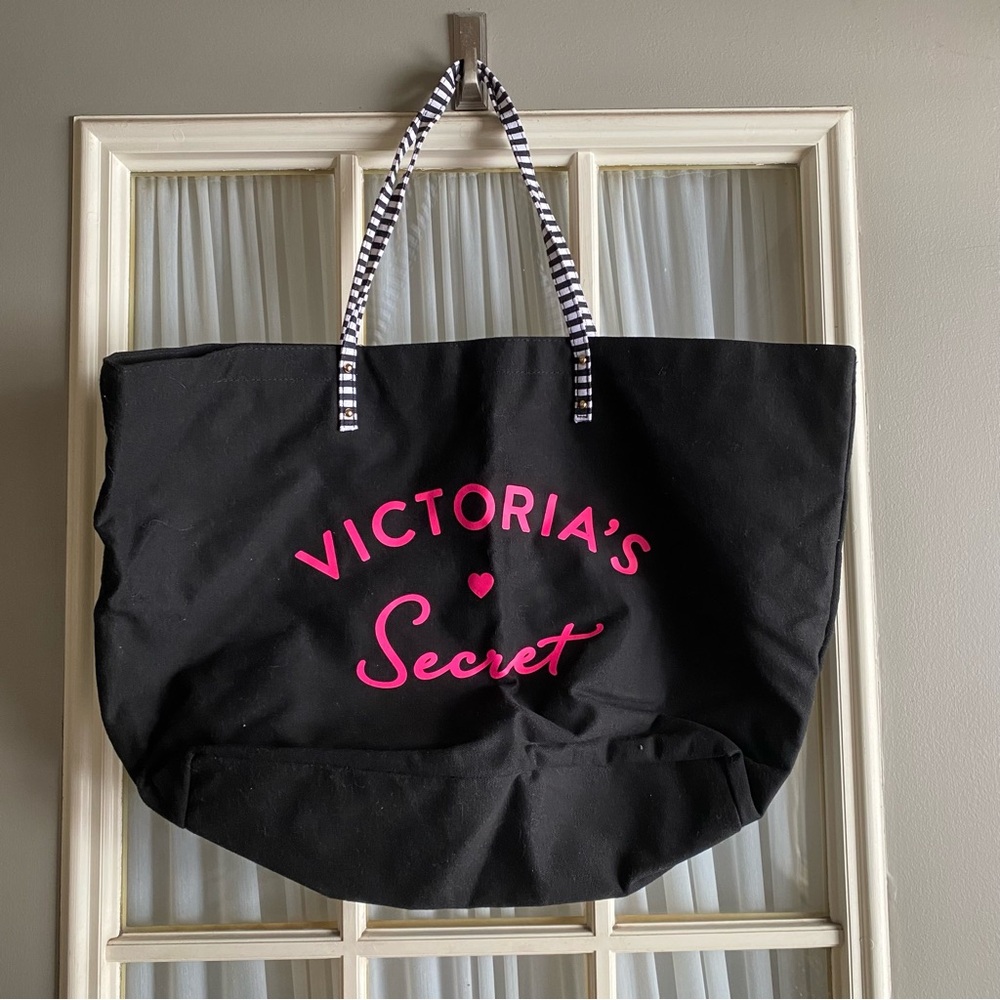 Victoria's Secret Black Canvas Tote Bag